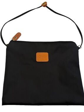 Brics X Shoulder / Pouch Bag Black Nylon Brown Leather Accents NEW!